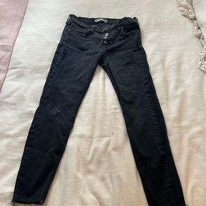 Free People, Size 26R Skinny Black Jeans, High waisted, 5 Button Closure